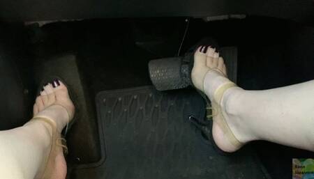 Pedal Pumping in Clear Glitter Stilettos