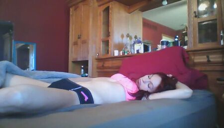 Spying on Stepsister's wet dream, s herself while dreaming