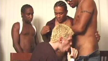 Skinny White Boy Gets Gangbanged