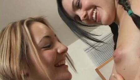 Young Lesbian Volunteer at the Porn Office