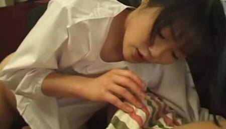 Japanese Girl Finds Happy Penis Surprise