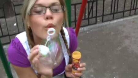 A Blonde's Risky Public Sex