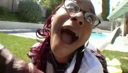 Schoolgirl Gets Chocolate Pudding Pop