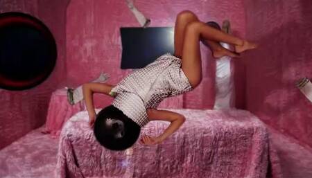 Sexy Astronaut does a Zero-G Striptease