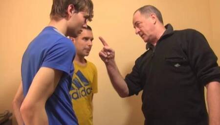 Mean Old Bastard Spanks Misbehaving Boys