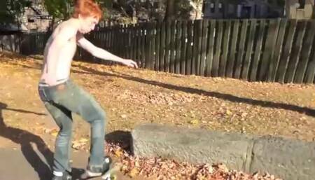 Redhead Skater Boy in the Hands of Mavericks