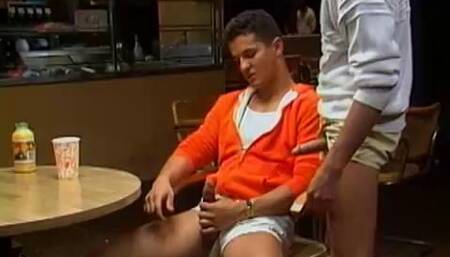 Students Start Threeway in College Cafeteria