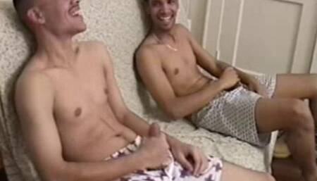 College Guys Hangin' Out Watching Porn Whacking Off