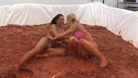 Angel Dark Goes Mud Wrestling