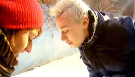 Brent Lockhart And Kevin Carson Play In The Snow