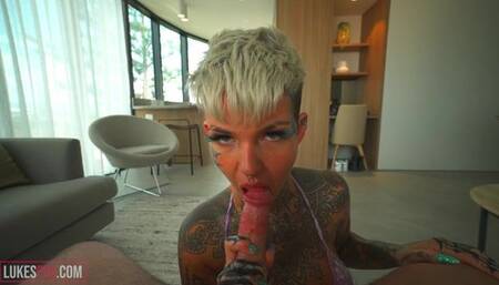 Tattooed Split Tounge Stefani Marz