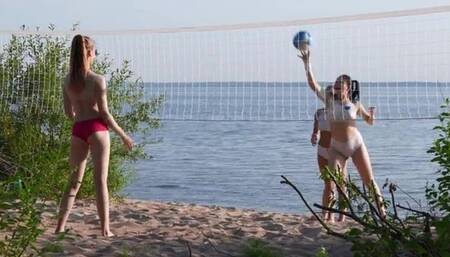 Wild Girls Playing More Than Volleyball