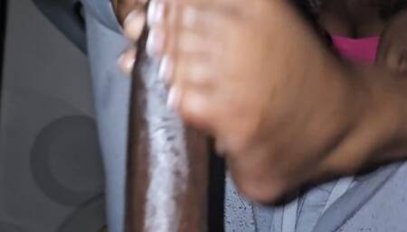 Ebony Gives Merciless French Tip Handjob Footjob for Destroy Dick December