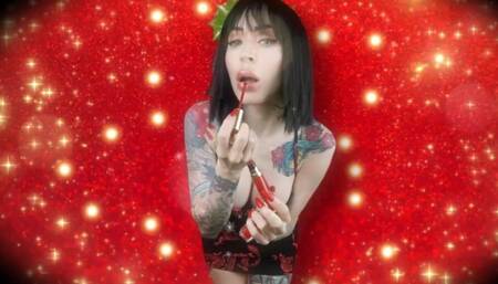 A special moment under the mistletoe - Sensual, Lipstick fetish, Kissing fetish, Lip fetish