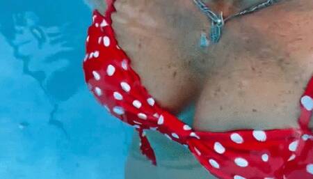 Polka dot bikini with oval mask at the resort video one