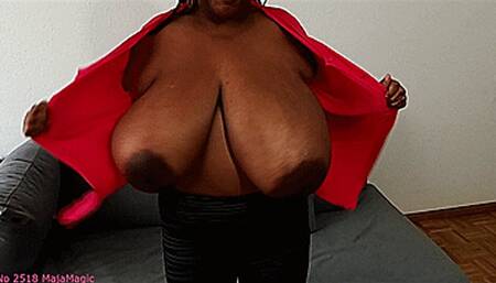 Maja meets Pam Part 205 - This Button Shirt can't hold back those Huge Black Breasts (Clip No 2518 - wmv version)