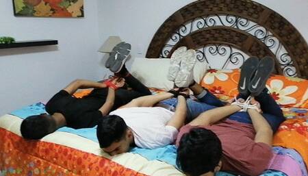 Twink Gang Hogtied Tickling & Toe Sucking