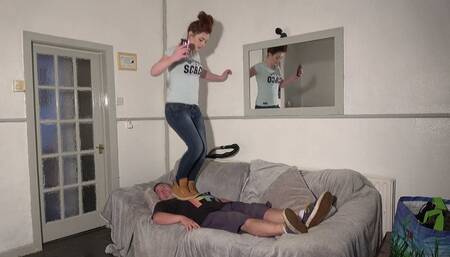 Jenny's Trampling Boots On The Couch