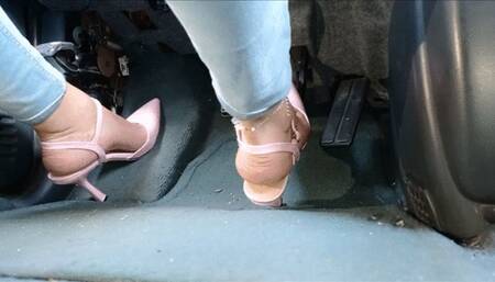 Driving pink slingback pump