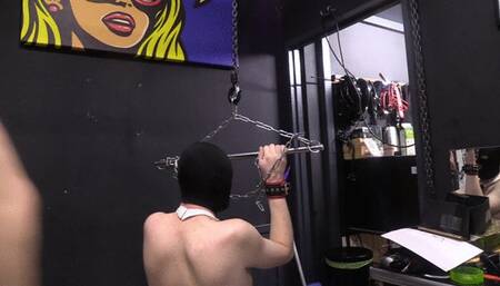 hard bull whipping on this bondaged mummie target