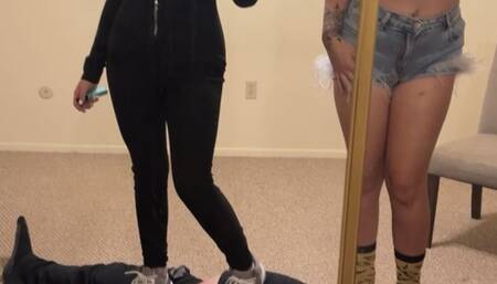 Piggy gets trampled and eats goddess filth