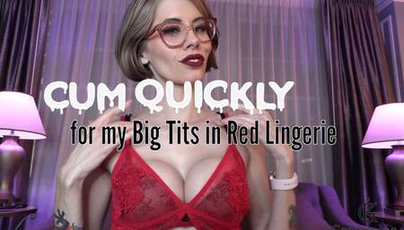 Cum Quickly! for My Big Tits in Red Lingerie - JOI Countdown Femdom Boob Worship by Goddess Kyaa - 4K MP4