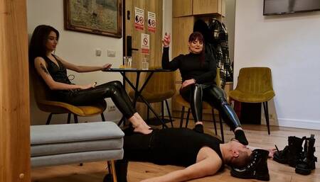 Goddess Andreea and Ellyah - socks and pantyhose foot worship