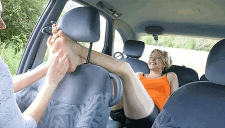 ROSE IS PUSHED TO HER LIMITS IN THE CAR : BARE FEET TICKLING - FULL HD MP4