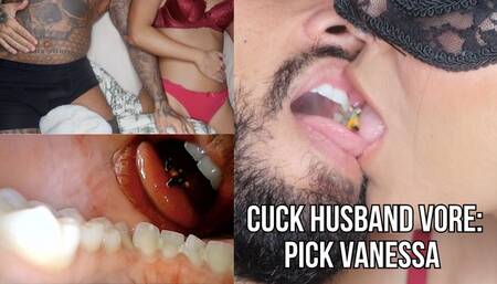Pick Vanessa: Cuck husband vore | Giant couple kissing POV - Lalo Cortez and Vanessa (custom clip)