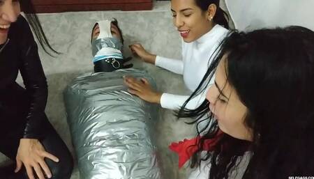 Latino Hunk Heavily Mummified By Cooperative Femdom Women (wmv)