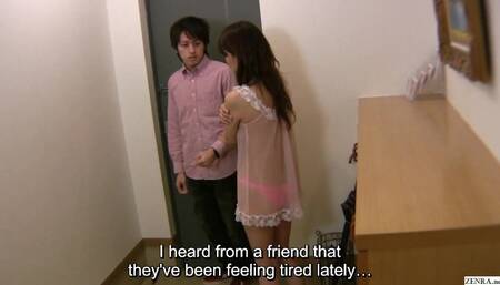 Bashful Japanese MILF answers door nearly naked leading to sex