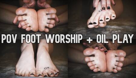 POV Foot Worship + Oil Play [HD] [WMV]