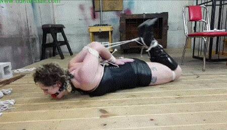 Transsexual slut dominated, paddled while in a strict chickenwing hogtie (MP4 HD 6000kbps)