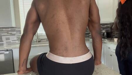 black man farts on girlfriend while she eats