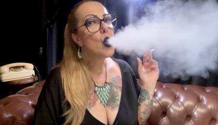 NEWPORT - Deep Inhales - Long drag - Smoke rings - Nose exhales - Coughing - Black lipstick and long red nails