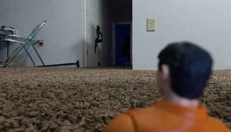 Tiny human Craig hiding under Giantess Coffee Table 4K smaller