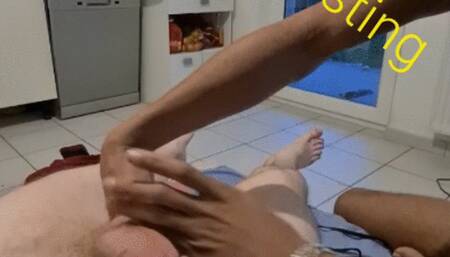 Nathan squeezes my fat balls hard