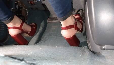 Red high heels minivan