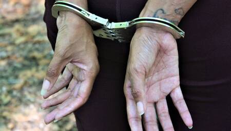 Odette - Back Handcuffed Walk in Woods (MP4)