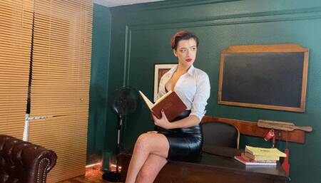 Dominant female teachers encourage the student to suck cock