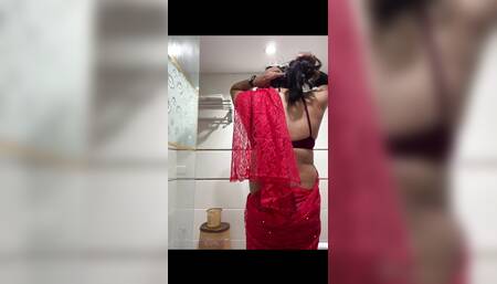 Jessica Bath in Red Saree