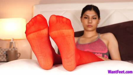 Stinky Red Nylon Feet - HD MP4