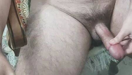 Sitting Naked and Jerking off a Dick for Half an Hour