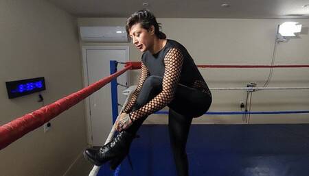 BodySuit and Boots to Wrestle Him- Facesitting and School Girls for the Win!