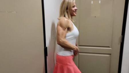 Walk Mini Skirt Tank Top High Heels