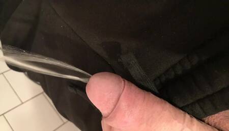 Peeing in the Toilet with a Semi Hard on