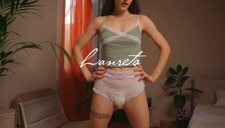 Huge Diaper Leakage. Wet Pantyhose