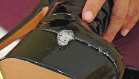 Cleaning patent leather boots with lots of spit