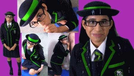Schoolgirl eRica is sent home with a disciplinary report for failing her Oral exam! She sucks his cock & gets her face and uniform DESTROYED with cum!