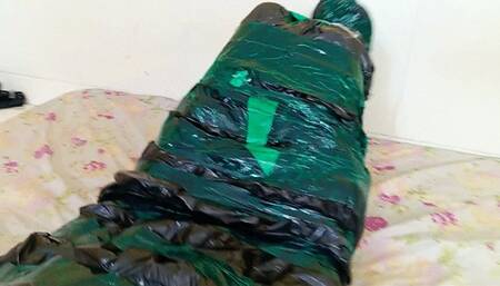 Farting in slave mummifiation, by Satina and Slave Sakan, (cam by Manu) FULL HD